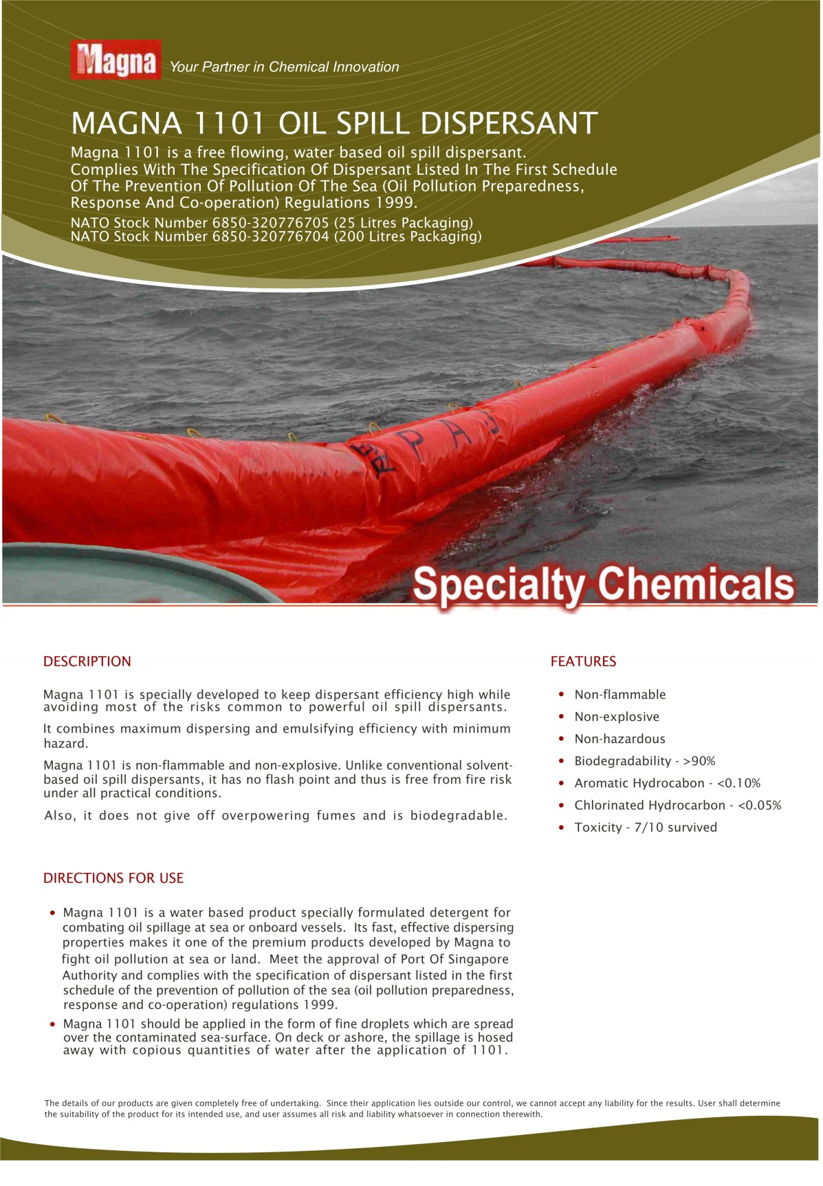 Magna 1101 Oil Spill Dispersant